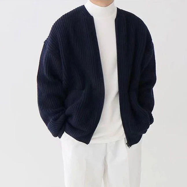 Zip-Up Cardigan - Varm - Chunky - Stickad kofta - Herrstickat-Mira Lina