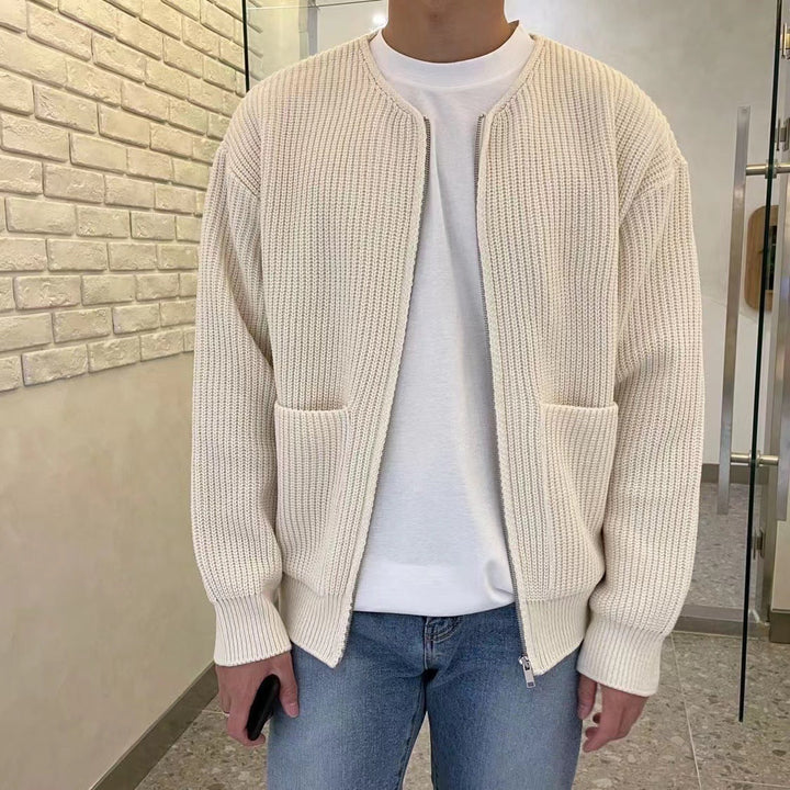 Zip-Up Cardigan - Varm - Chunky - Stickad kofta - Herrstickat-Mira Lina